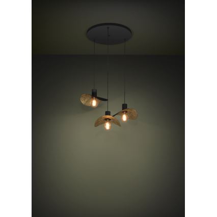 Eglo - Ljuskrona med textilsladd 3xE27/40W/230V svart/guld