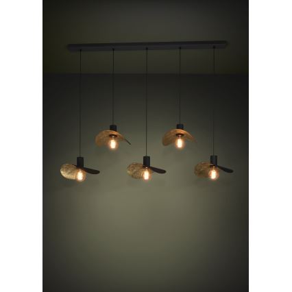 Eglo - Ljuskrona med textilsladd 5xE27/40W/230V svart/guld