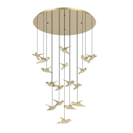 Eglo - LED ljusreglerad ljuskrona på textilsladd 17xLED/3W/230V 3000K guld