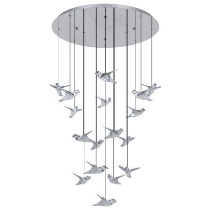 Eglo - LED ljusreglerad ljuskrona på textilsladd 17xLED/3W/230V 3000K skinande krom