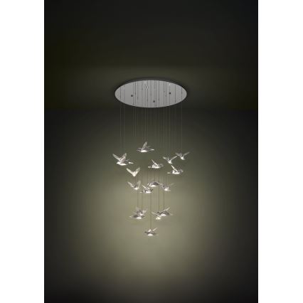 Eglo - LED ljusreglerad ljuskrona på textilsladd 17xLED/3W/230V 3000K skinande krom