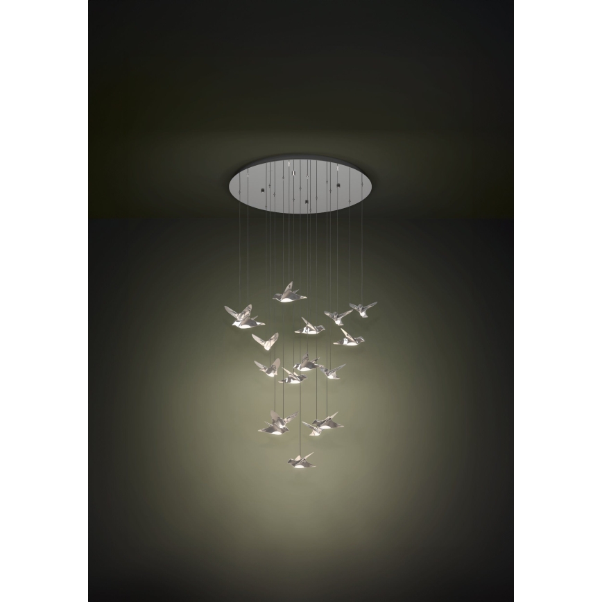 Eglo - LED ljusreglerad ljuskrona på textilsladd 17xLED/3W/230V 3000K skinande krom