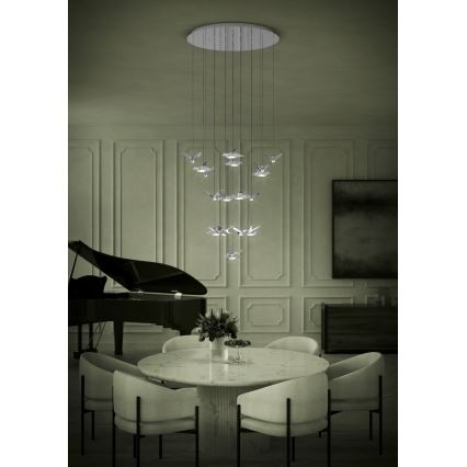 Eglo - LED ljusreglerad ljuskrona på textilsladd 17xLED/3W/230V 3000K skinande krom