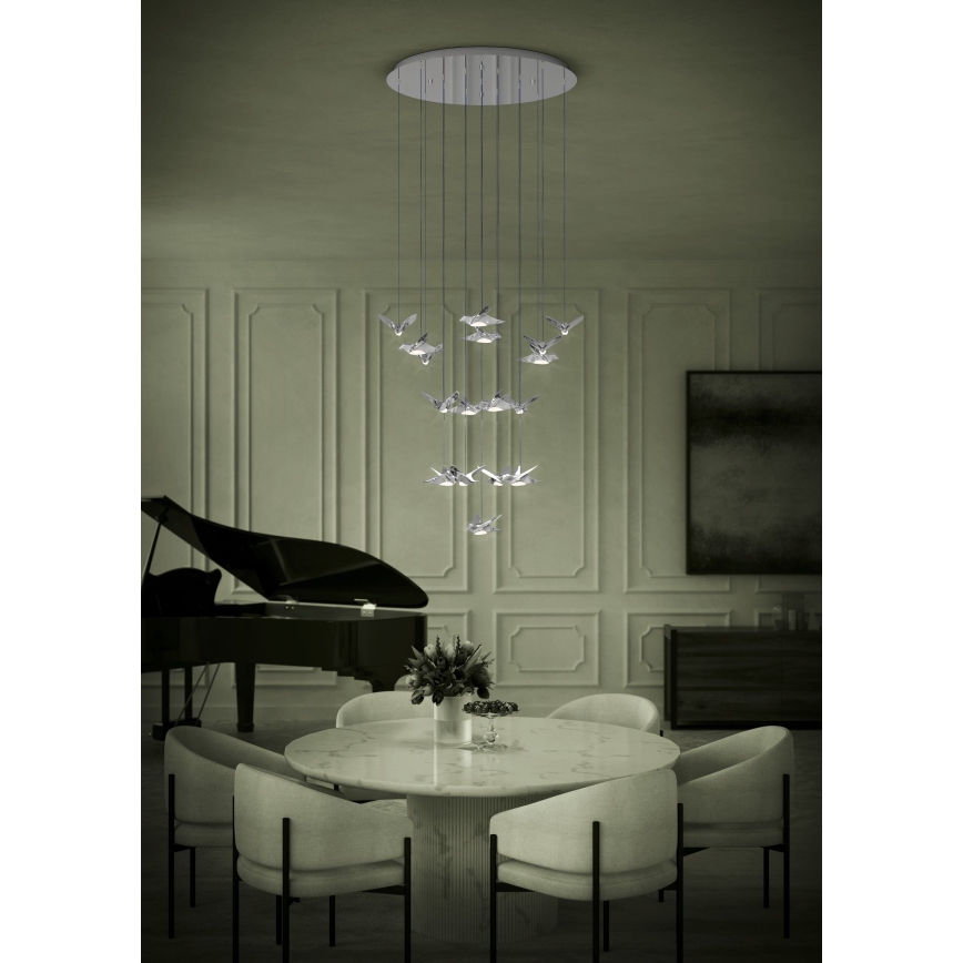 Eglo - LED ljusreglerad ljuskrona på textilsladd 17xLED/3W/230V 3000K skinande krom