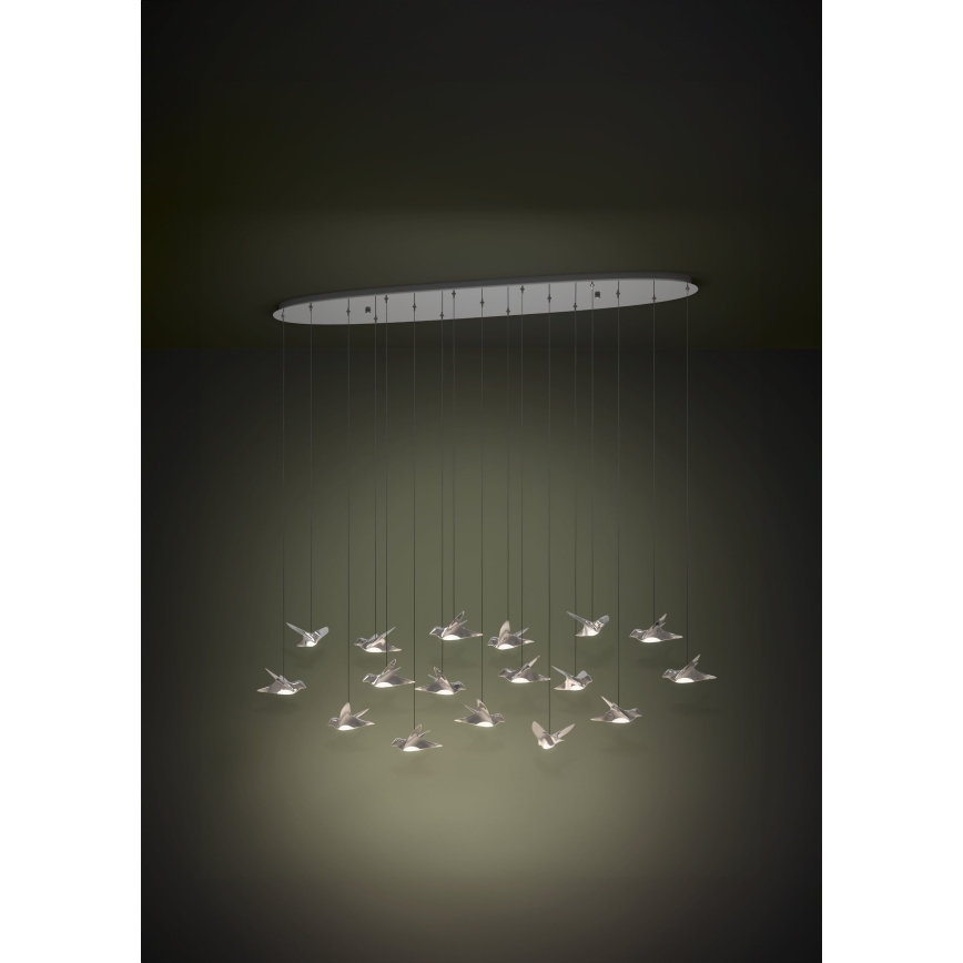 Eglo - LED ljusreglerad ljuskrona på textilsladd 17xLED/3W/230V 3000K skinande krom