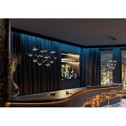 Eglo - LED ljusreglerad ljuskrona på textilsladd 17xLED/3W/230V 3000K skinande krom