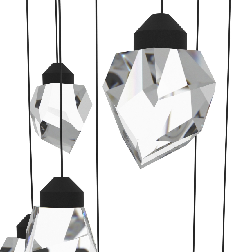 Eglo - LED ljusreglerad ljuskrona på textilsladd 17xLED/3W/230V 3000K svart/genomskinlig