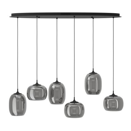 Eglo - LED ljusreglerad ljuskrona på textilsladd 6xLED/3,7W/230V 2700-6500K rökig + fjärrkontroll