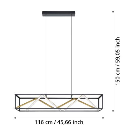 Eglo - LED ljusreglerad ljuskrona på textilsladd LED/46W/230V 2700-6500K svart/guld + fjärrkontroll