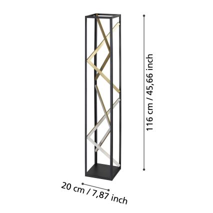 Eglo - LED Dimbar golvlampa LED/23W/230V 2700-6500K svart/guld + fjärrkontroll