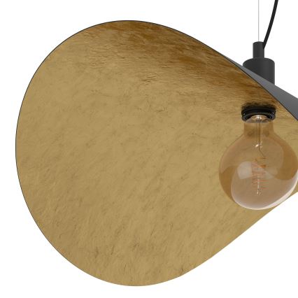 Eglo - Ljuskrona med textilsladd 1xE27/40W/230V 80 cm svart/guld