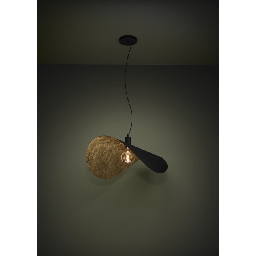 Eglo - Ljuskrona med textilsladd 1xE27/40W/230V 80 cm svart/guld