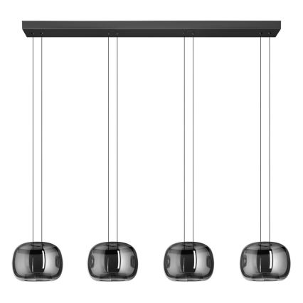 Eglo - Dimbbar LED-pendellampa med vajerupphängning 4xLED/5,8W/230V svart/rökfärgad