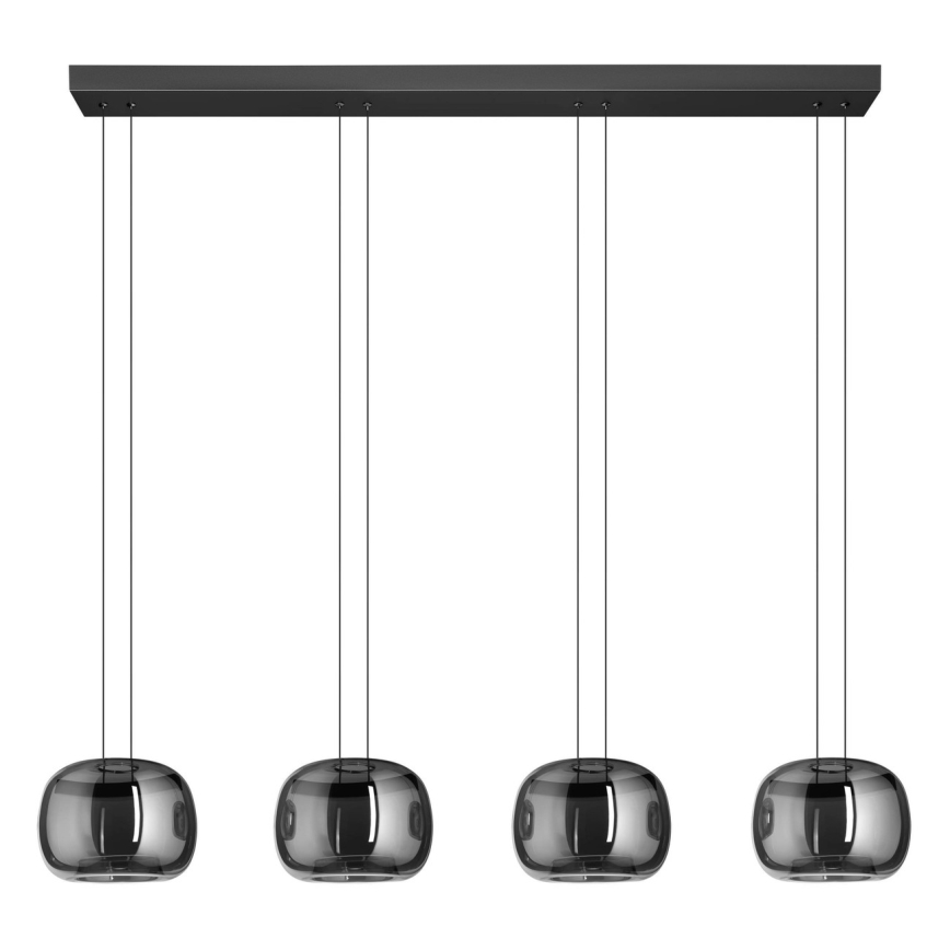 Eglo - Dimbbar LED-pendellampa med vajerupphängning 4xLED/5,8W/230V svart/rökfärgad