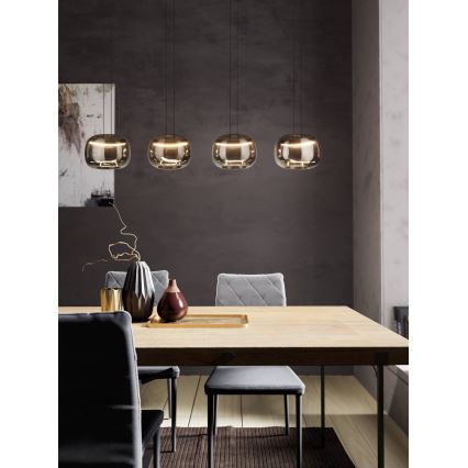 Eglo - Dimbbar LED-pendellampa med vajerupphängning 4xLED/5,8W/230V svart/rökfärgad