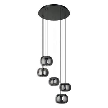 Eglo - dimbar LED-takpendel på vajer 5xLED/5,8W/230V svart/rökfärgad