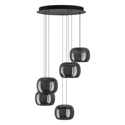 Eglo - dimbar LED-takpendel på vajer 5xLED/5,8W/230V svart/rökfärgad