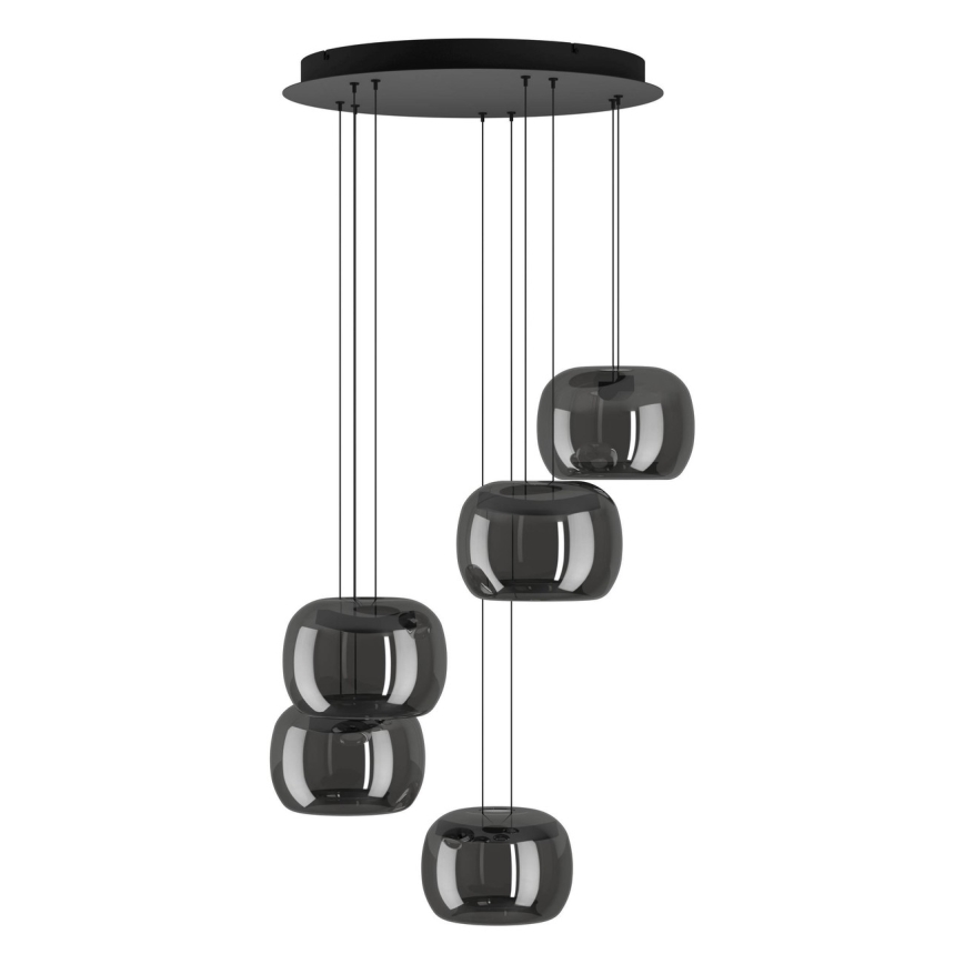 Eglo - dimbar LED-takpendel på vajer 5xLED/5,8W/230V svart/rökfärgad