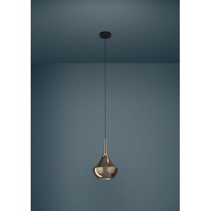 Eglo - Pendellampa med sladd 1xE27/28W/230V kopparfärgad