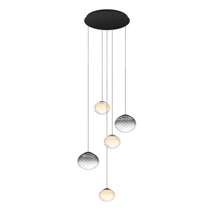 Eglo - LED dimbar pendellampa på kabel 5xLED/5,8W/230V 2200-6500K svart/beige/rökfärgad + fjärrkontroll