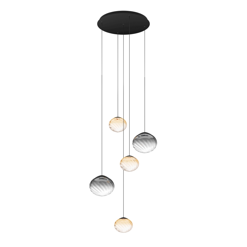Eglo - LED dimbar pendellampa på kabel 5xLED/5,8W/230V 2200-6500K svart/beige/rökfärgad + fjärrkontroll