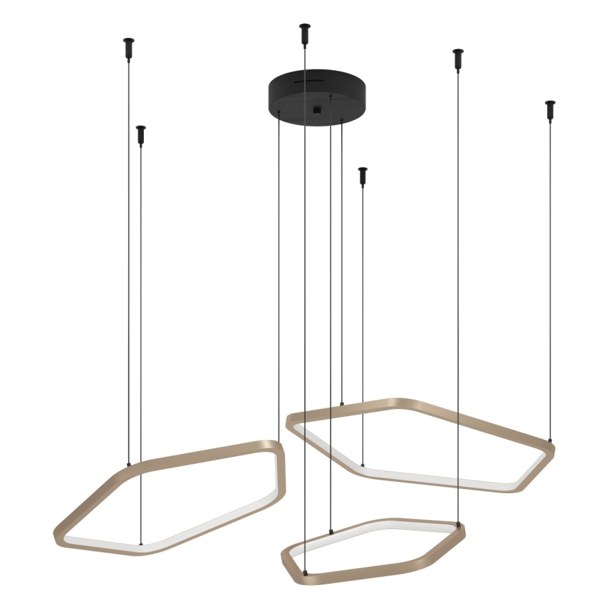 Eglo - Dimmbar LED-hänglampa på vajer, LED/50W/230V, mässing + fjärrkontroll