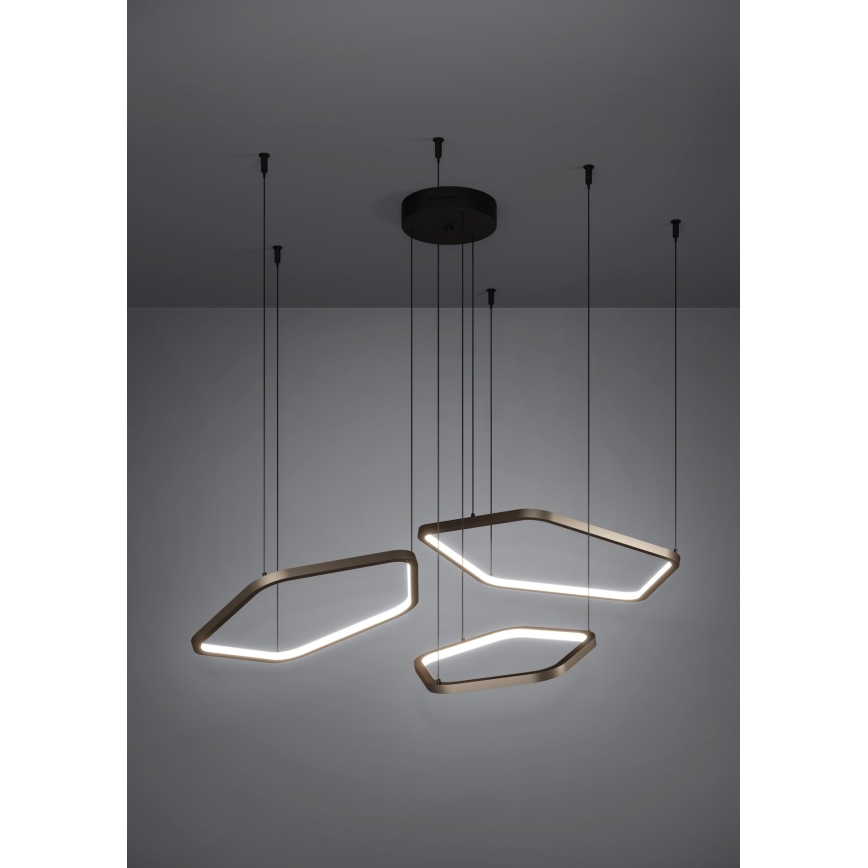 Eglo - Dimmbar LED-hänglampa på vajer, LED/50W/230V, mässing + fjärrkontroll