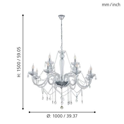Eglo 39102 - Ljuskrona BASILANO 1 12xE14/40W/230V