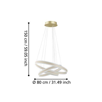 Eglo - LED ljusreglerad ljuskrona på textilsladd LED/78W/230V + LED/70W + LED/34W