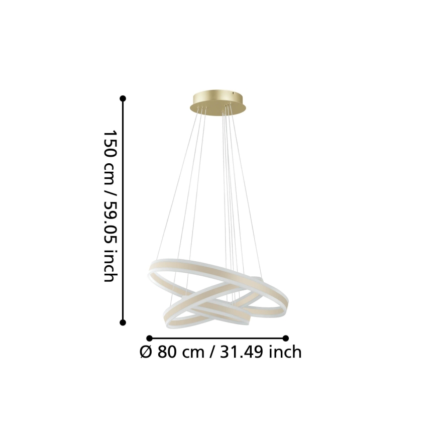 Eglo - LED ljusreglerad ljuskrona på textilsladd LED/78W/230V + LED/70W + LED/34W