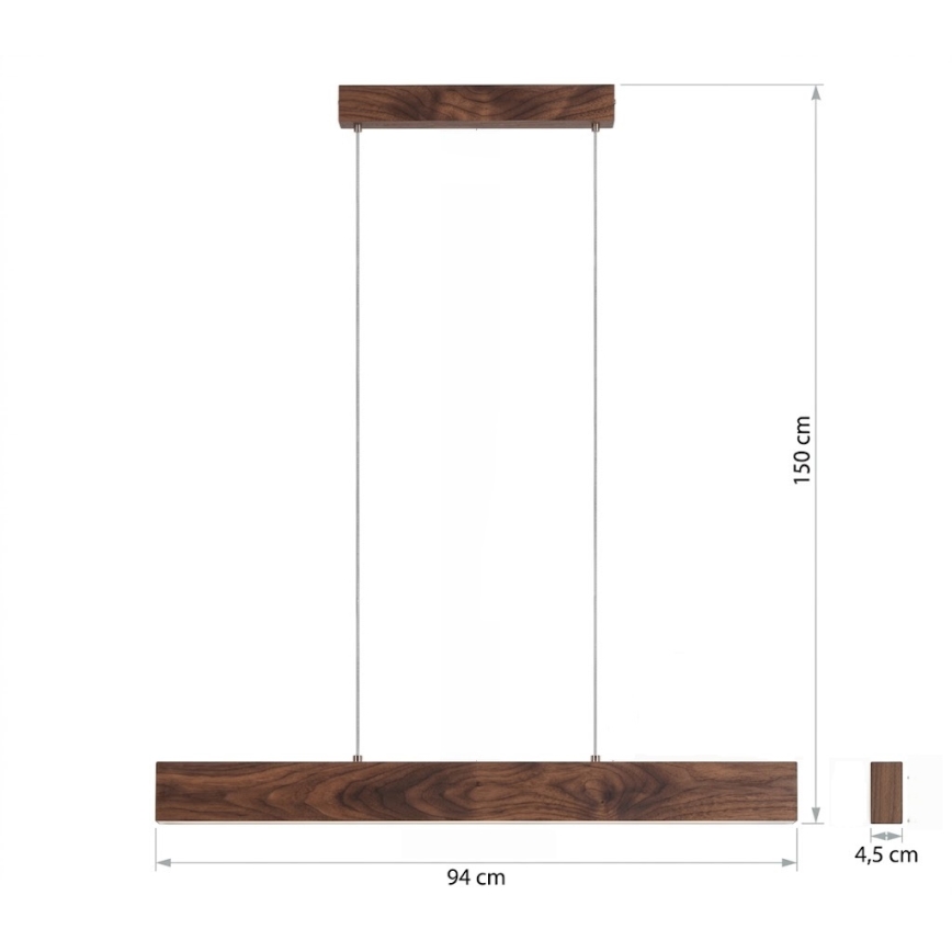 Eglo - LED-pendel på vajer LED/17W/230V + LED/4,2W valnöt