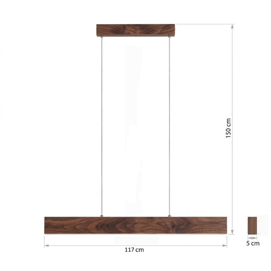 Eglo - LED-dimbar pendellampa på vajer LED/21W/230V + LED/8,4W valnöt