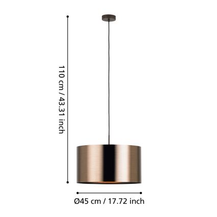 Eglo - Ljuskrona med textilsladd 1xE27/60W/230V koppar
