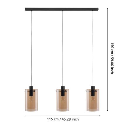 Eglo - Ljuskrona med snöre 3xE27/40W/230V