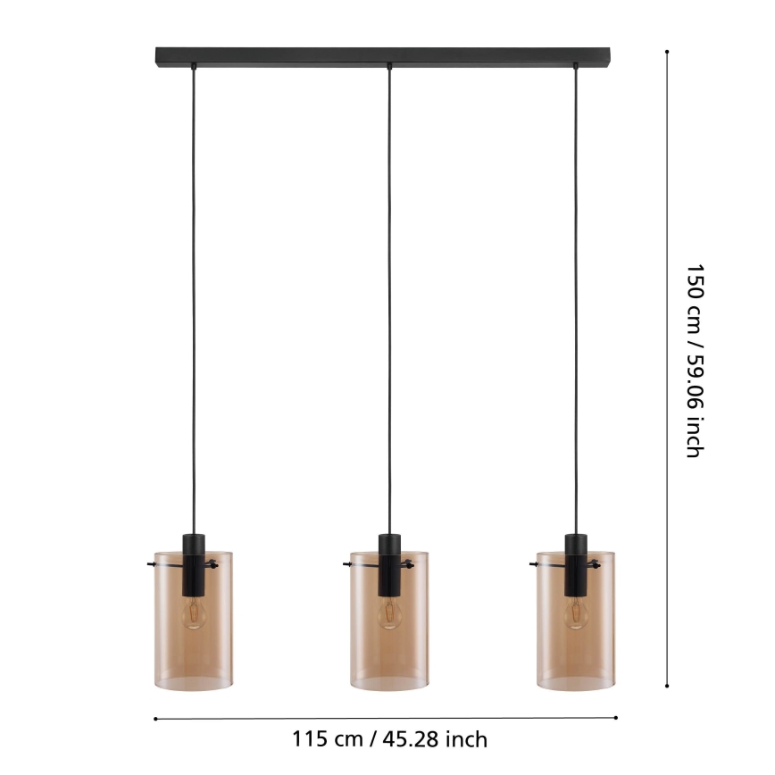 Eglo - Ljuskrona med snöre 3xE27/40W/230V