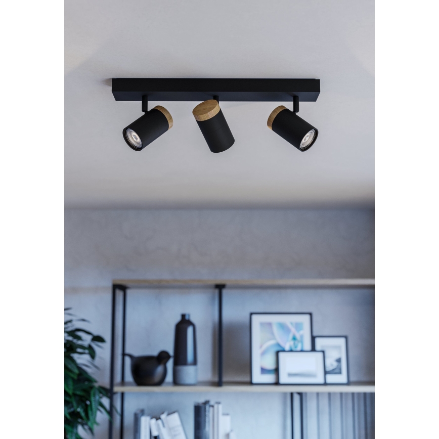 Eglo - LED spotlight 3xGU10/4,5W/230V 3000K svart/brun