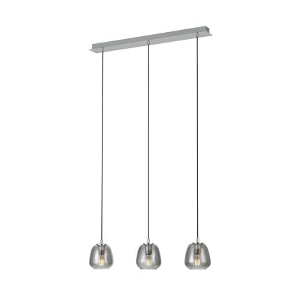 Eglo - Ljuskrona med textilsladd 3xE27/40W/230V rökig