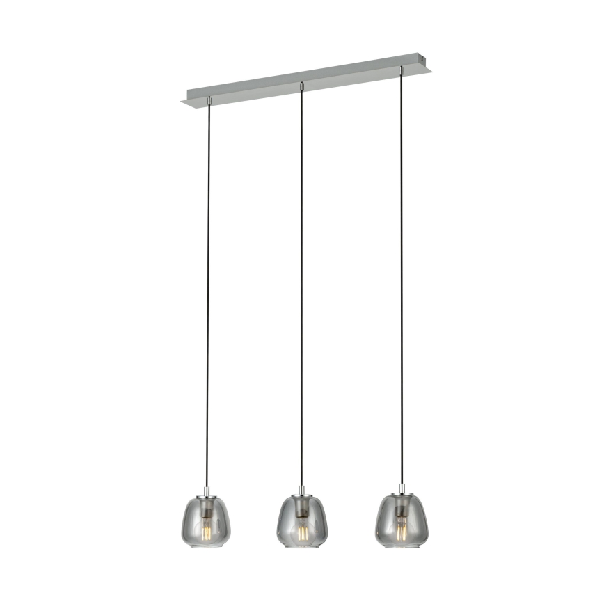 Eglo - Ljuskrona med textilsladd 3xE27/40W/230V rökig