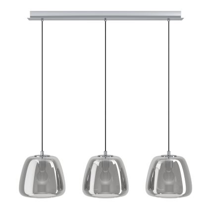 Eglo - Ljuskrona med textilsladd 3xE27/40W/230V rökig