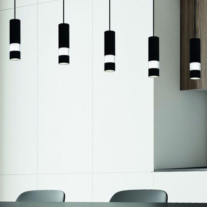 Eglo - LED ljuskrona med textilsladd 5xGU10/4,6W/230V svart