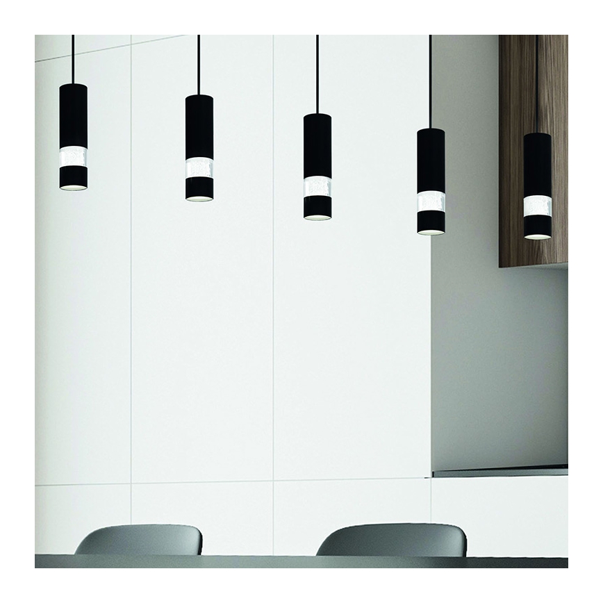 Eglo - LED ljuskrona med textilsladd 5xGU10/4,6W/230V svart