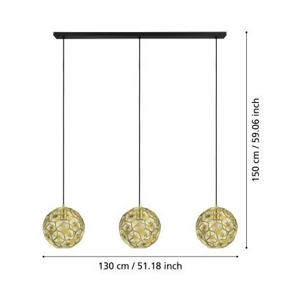 Eglo - Ljuskrona med snöre 3xE27/60W/230V