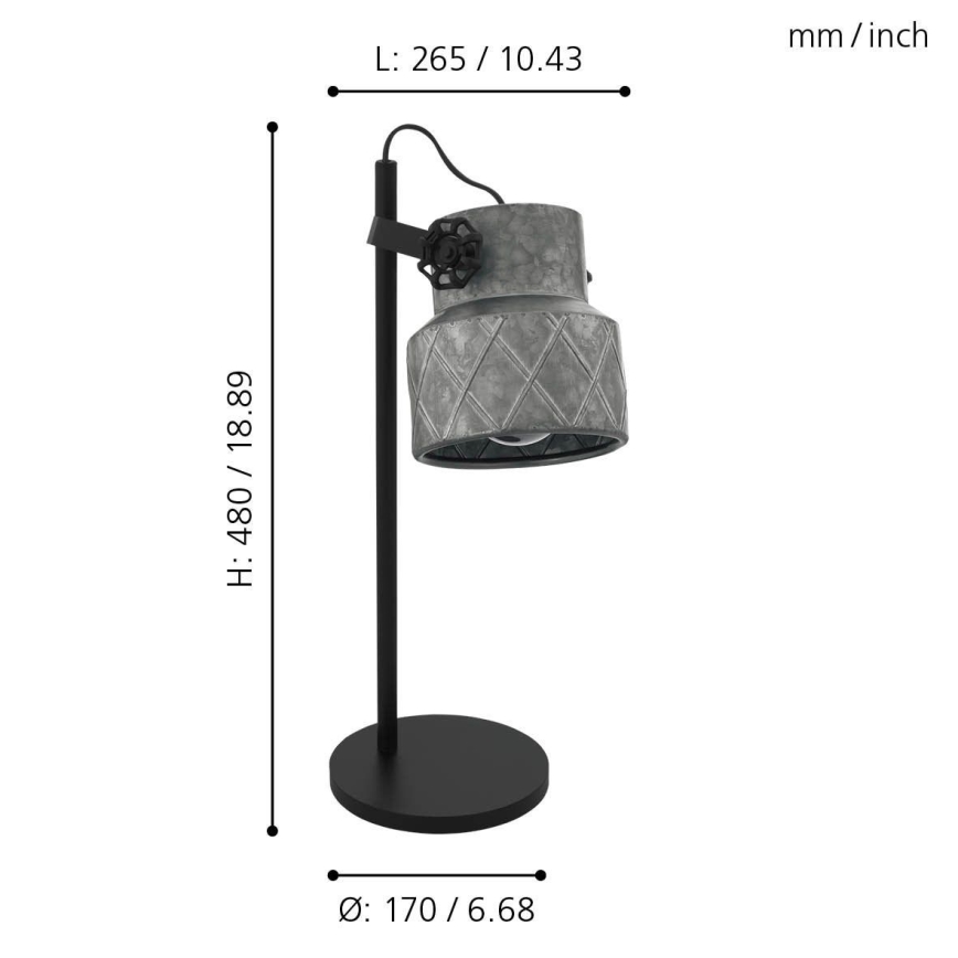 Eglo 39857 - Bordslampa HILCOTT 1xE27/40W/230V