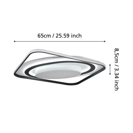 Eglo - LED Dimbar taklampa LED/28W/230V+LED/13W+ LED/2,8W 3000-6500K svart + fjärrkontroll