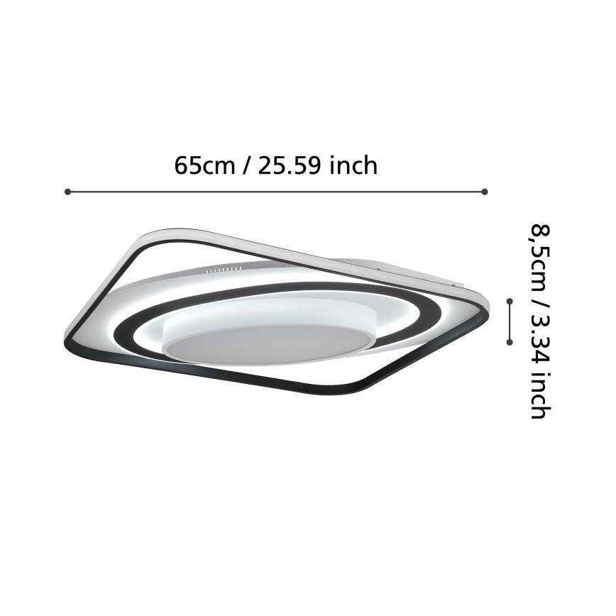 Eglo - LED Dimbar taklampa LED/28W/230V+LED/13W+ LED/2,8W 3000-6500K svart + fjärrkontroll