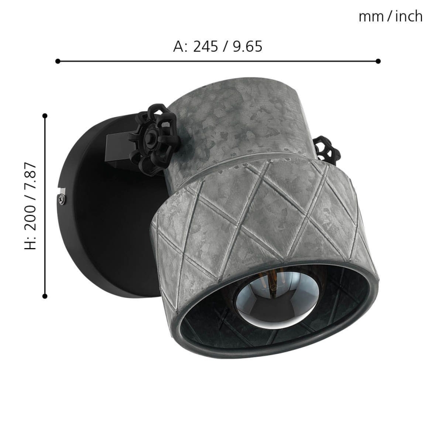 Eglo 39868 - Vägglampa HILCOTT 1xE27/40W/230V