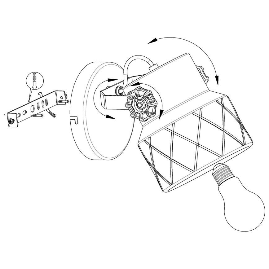 Eglo 39868 - Vägglampa HILCOTT 1xE27/40W/230V