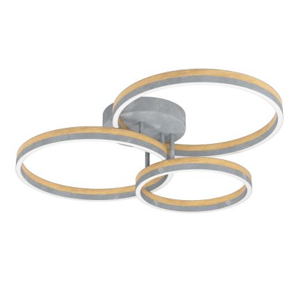 Eglo - Dimbar LED ytmonterad ljuskrona LED/12,5W/230V + 2xLED/15,5W 3000K grå/ek