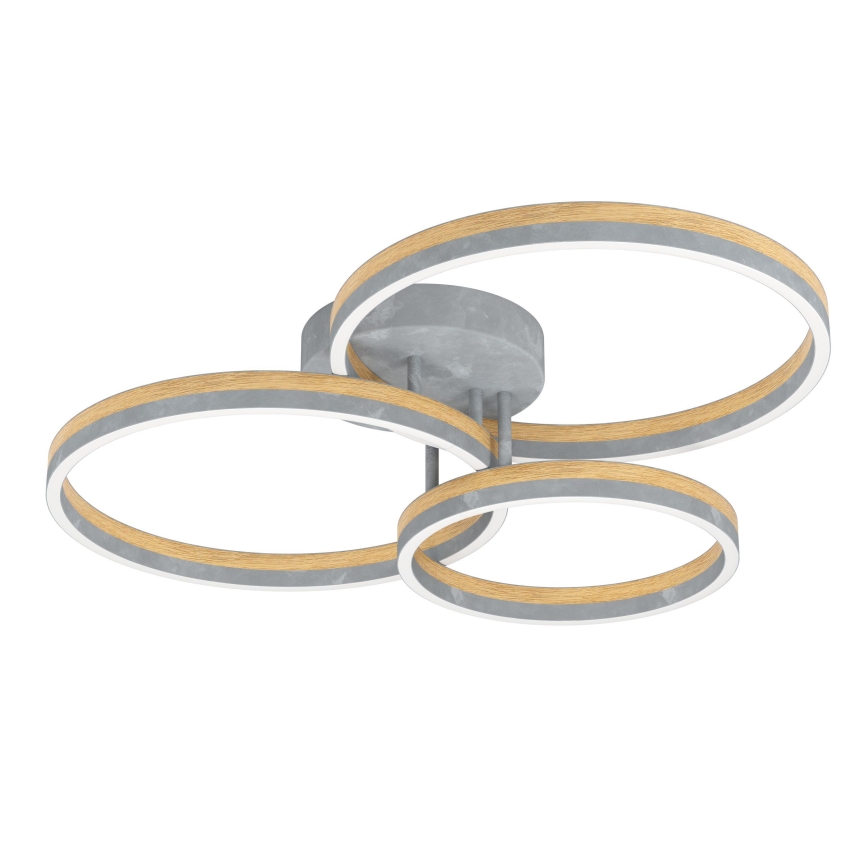 Eglo - Dimbar LED ytmonterad ljuskrona LED/12,5W/230V + 2xLED/15,5W 3000K grå/ek