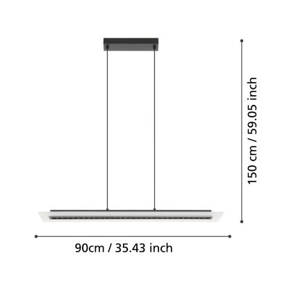 Eglo - LED ljusreglerad ljuskrona på textilsladd LED/57,5W/230V 3000K svart + fjärrkontroll